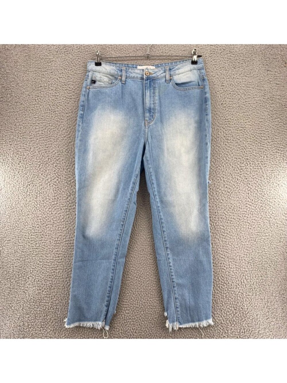 KanCan Jeans Womens 11 Blue Cotton Denim Girlfriend Distressed Frayed Ankle Crop